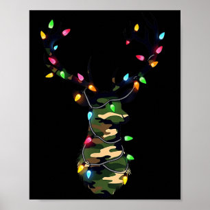 Christmas Holiday Camo Deer Hunting Reindeer Xmas  Poster