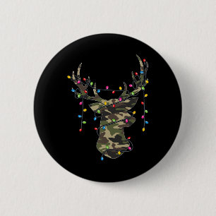 Christmas Holiday Camo Hunting Reindeer Deer Xmas 6 Cm Round Badge