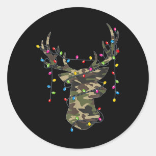 Christmas Holiday Camo Hunting Reindeer Deer Xmas Classic Round Sticker