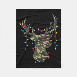 Christmas Holiday Camo Hunting Reindeer Deer Xmas Fleece Blanket