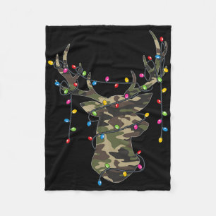 Christmas Holiday Camo Hunting Reindeer Deer Xmas Fleece Blanket
