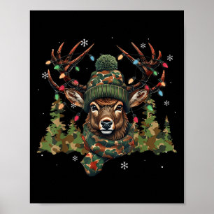 Christmas Holiday Camo Hunting Reindeer Deer Xmas  Poster