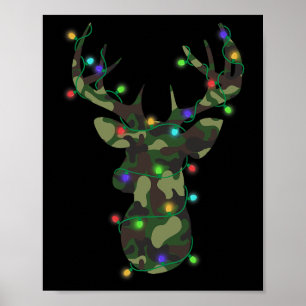Christmas Holiday Camo Hunting Reindeer Deer Xmas  Poster