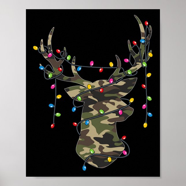 Christmas Holiday Camo Hunting Reindeer Deer Xmas  Poster (Front)