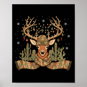 Christmas Holiday Camo Hunting Reindeer Deer Xmas  Poster