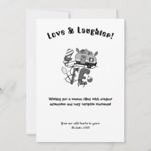 Christmas Holiday Camper reindeer  Outdoor Black Card