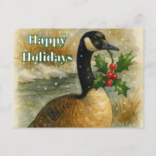 Christmas Holiday Canadian Goose Postcard