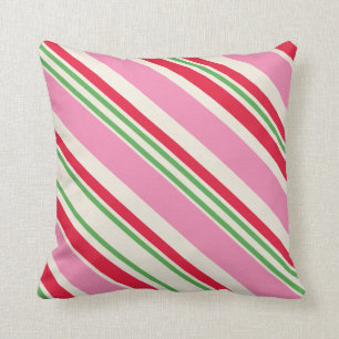 Christmas Holiday Candy Cane Retro Pink Green Cushion