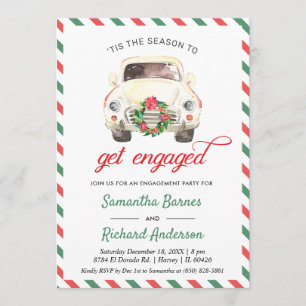 Christmas Holiday Car Travel Engagement Wedding Invitation