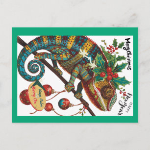 Christmas Holiday Chameleon Postcard