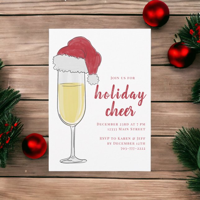 Christmas Holiday Cheer Cocktail Party Champagne Invitation (Creator Uploaded)