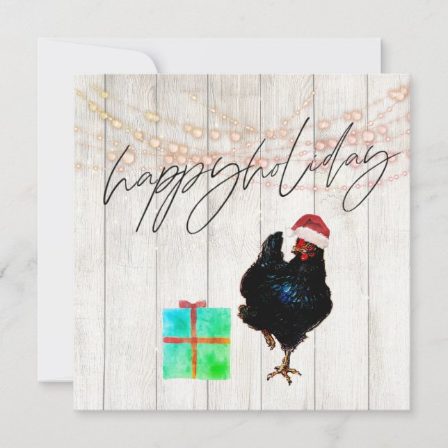 Christmas Holiday Chicken Rooster Fun Greeting (Front)