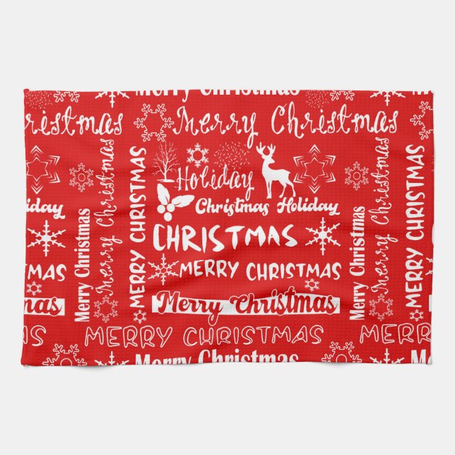 Christmas holiday, Christmas pattern, winter  Tea Towel (Horizontal)