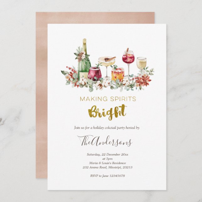 Christmas Holiday Cocktail Party Invitation (Front/Back)