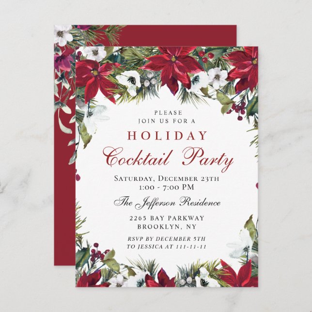 Christmas Holiday Cocktail  Party Invitation Card (Front/Back)