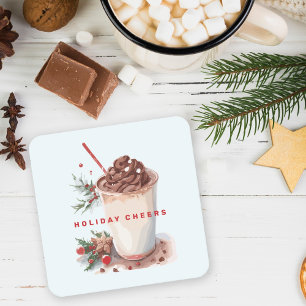 Christmas Holiday Coffee Mingle Party Square Paper Coaster