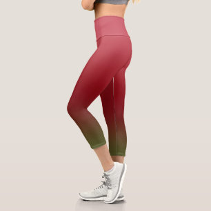 Christmas Holiday Colours Ombre High-Waisted Yoga Capri Leggings