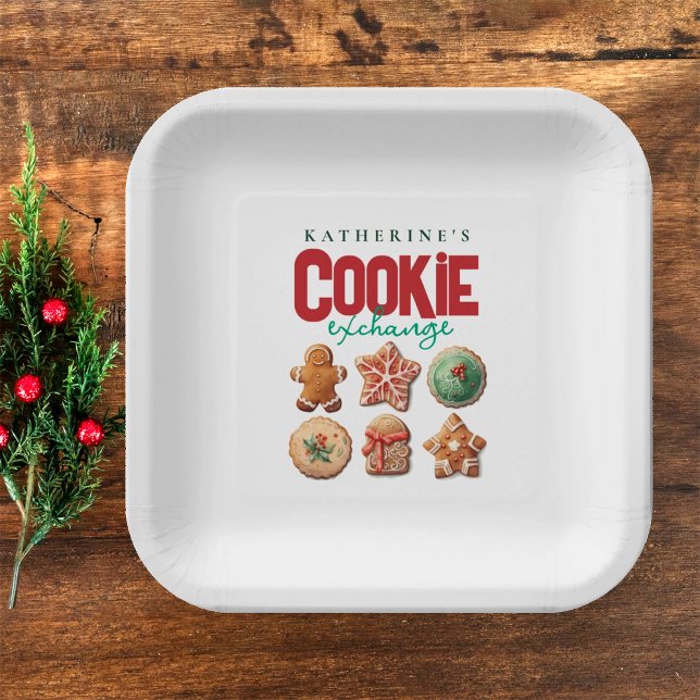 Christmas Holiday Cookie Exchange Party Paper Plate (Creator Uploaded)