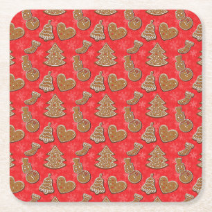 Christmas Holiday Cookie Square Paper Coaster
