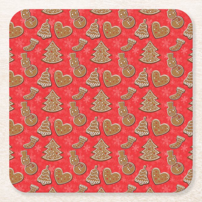 Christmas Holiday Cookie Square Paper Coaster (Front)