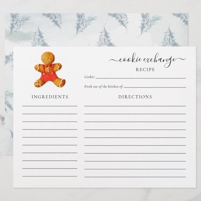 Christmas Holiday Cookie Swap Recipe Custom Letterhead (Front/Back)