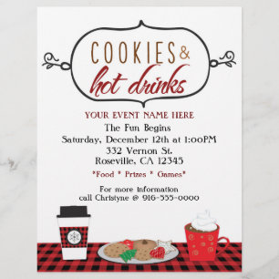 Christmas Holiday Cookies & Hot Drinks Event Flyer
