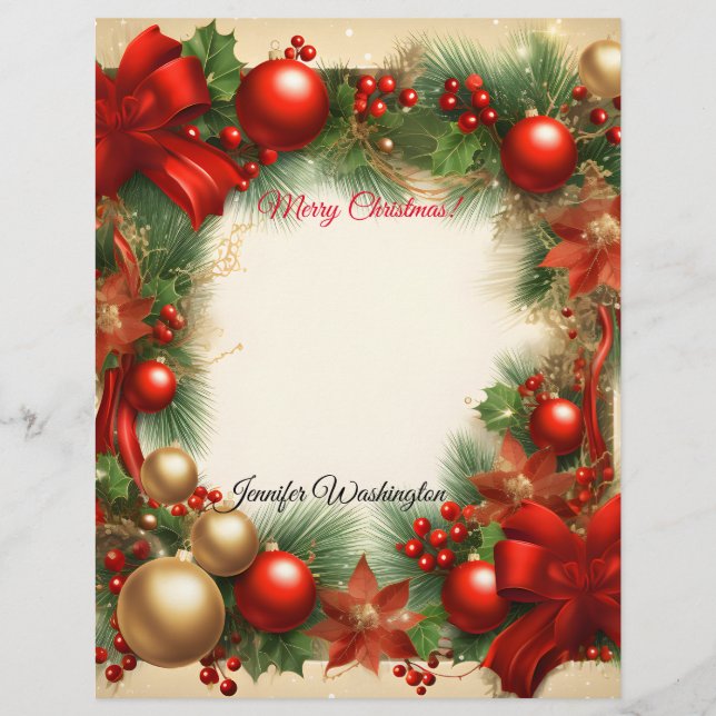 Christmas Holiday Custom Letterhead (Front)