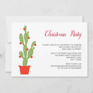 Christmas Holiday Cute Cactus Winter Celebration Invitation