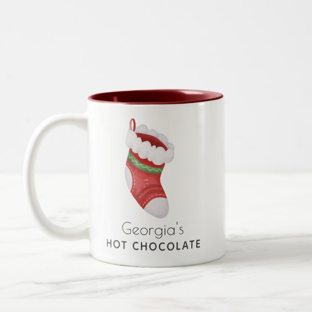 Christmas Holiday Cute Festive Kids Two-Tone Coffee Mug (Left)