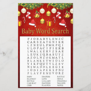 Christmas Holiday Decor Baby Shower Word Search
