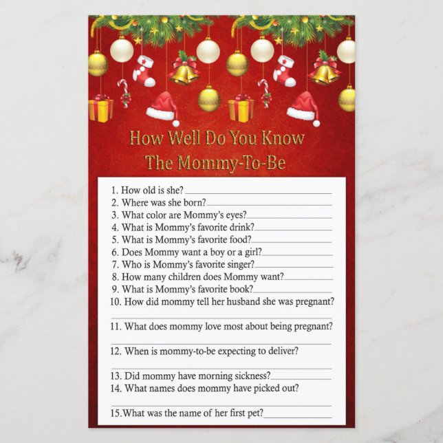 Christmas Holiday Decor how well do you know game (Front)