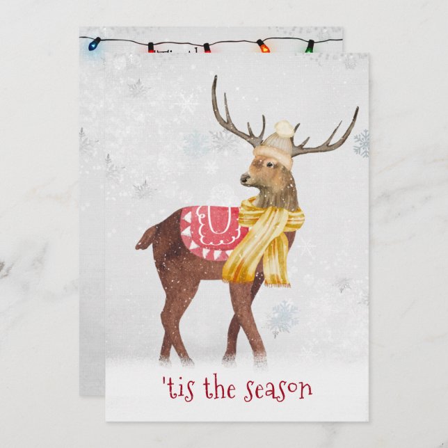 Christmas Holiday Deer in Snowflakes  Invitation (Front/Back)