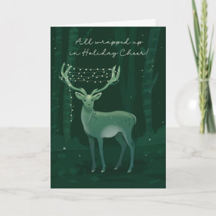 Christmas Holiday Deer With String of Lights Card