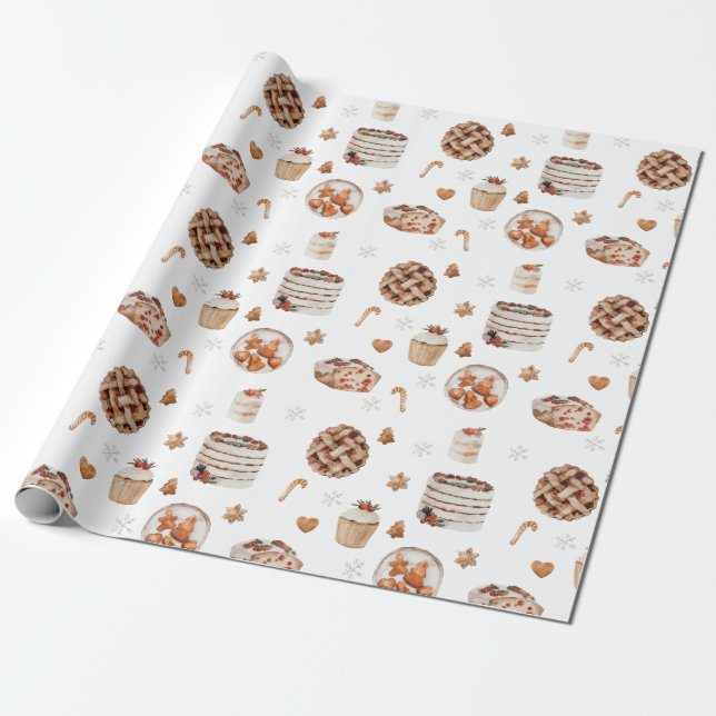 Christmas Holiday Deserts Wrapping Paper (Unrolled)
