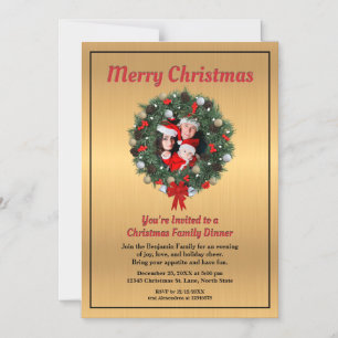 Christmas Holiday Dinner Family Photo Custom       Magnetic Invitation