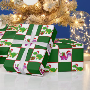Christmas Holiday dinosaur pattern party wrap Wrapping Paper