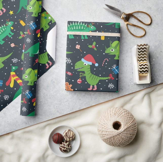 Christmas Holiday Dinosaurs Wrapping Paper (Crafts)
