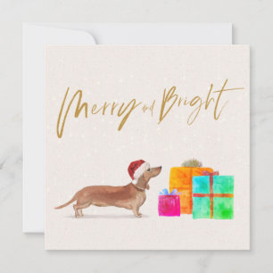 Christmas Holiday Dog Tan Dachshund Greeting