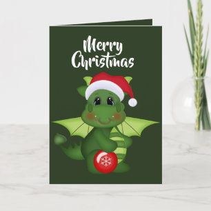 Christmas Holiday Dragon fantasy add message card