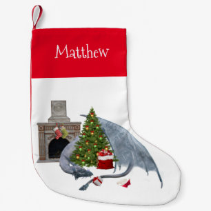 Christmas Holiday Dragon Personalised Small Christmas Stocking