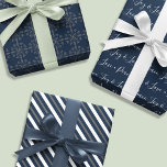 Christmas Holiday Elegant Classic Navy Blue  Wrapping Paper Sheet<br><div class="desc">This design features Christmas holiday modern simple elegant,  traditional winter minimalist navy blue,  whimsical typography template,  elegant flourish vintage pattern,  holiday festive pattern,  Christmas holiday party gift wrap wrapping supplies,  classic traditional elegance,  simple filigree grey silver,  traditional snowflake winter pattern</div>