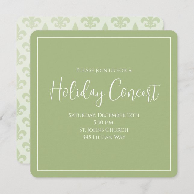 Christmas Holiday Elegant Fleur de Lis Pattern  Invitation (Front/Back)
