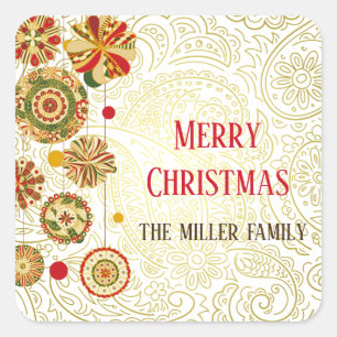 Christmas Holiday Elegant Ornament Square Sticker