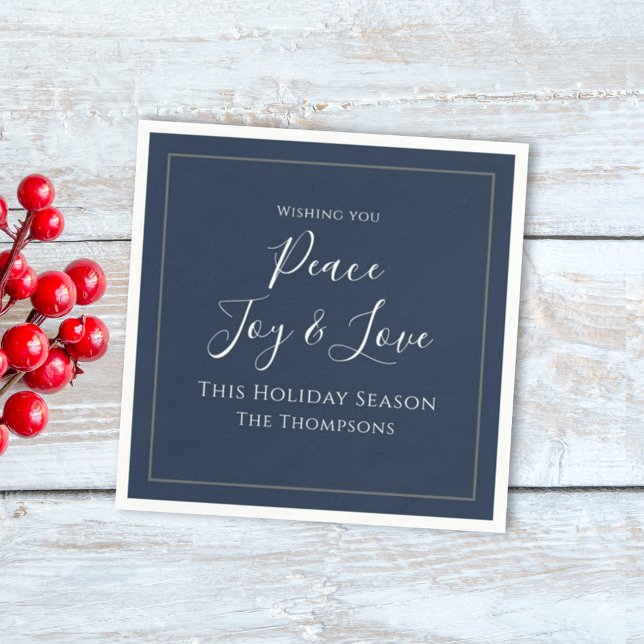 Christmas Holiday Elegant Peace Joy Love Simple  Napkin (Creator Uploaded)