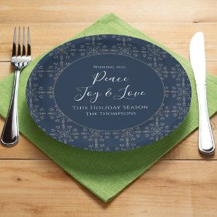 Christmas Holiday Elegant Peace Joy Love Simple  Paper Plate