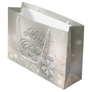 Christmas Holiday Elegant Snowflake Large Gift Bag