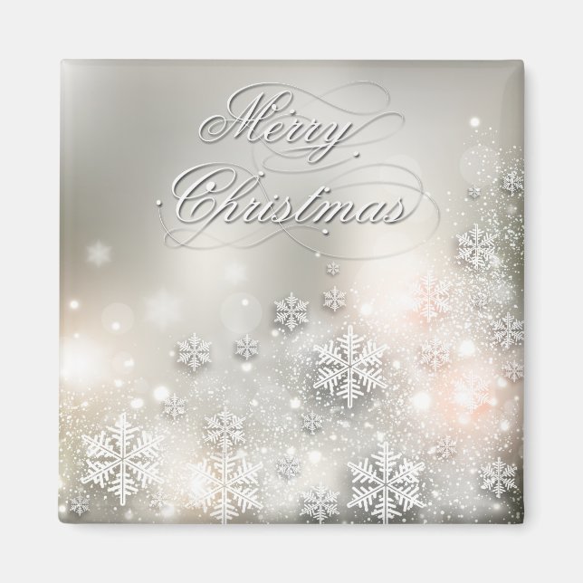 Christmas Holiday Elegant Snowflake Magnet (Front)