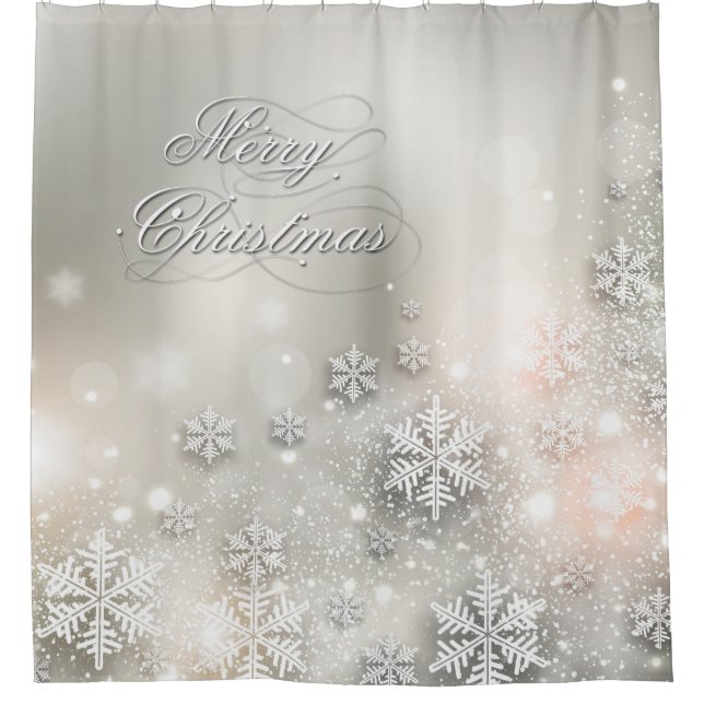 Christmas Holiday Elegant Snowflake Shower Curtain (Front)