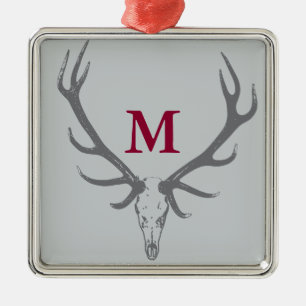 Christmas Holiday Elk Custom Monogram Metal Tree Decoration