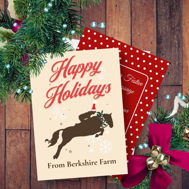 Christmas Holiday Equestrian Horse  Card (Experience the magic of Winter and the holidays through this bold equestrian design!
Customize these)